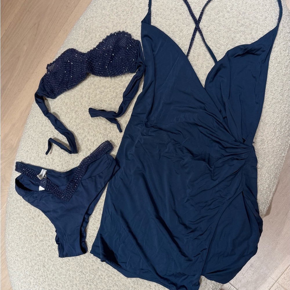 la perla Elegant Navy Blue Swimwear Set size S
